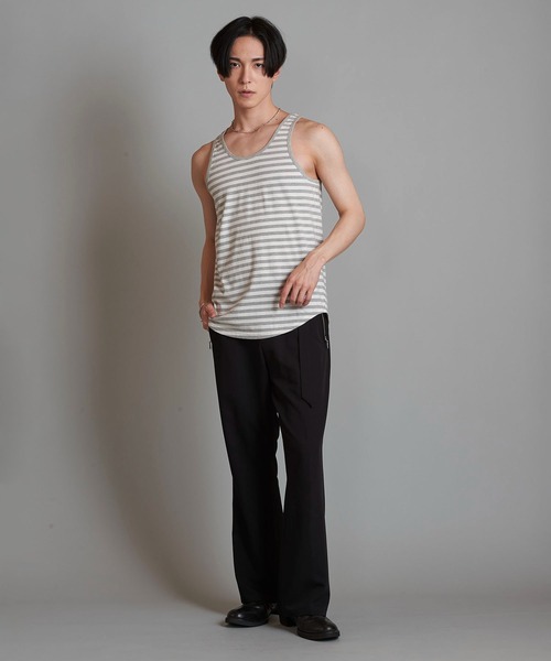 NO ID.（ノーアイディ）の「【NO ID.】Round Border Tank Top / ラウンド ボーダー タンク トップ（タンクトップ・メンズ・ブラック/ネイビー/グレー・2/1）」の11枚目の写真