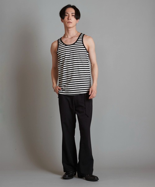 NO ID.（ノーアイディ）の「【NO ID.】Round Border Tank Top / ラウンド ボーダー タンク トップ（タンクトップ・メンズ・ブラック/ネイビー/グレー・2/1）」の14枚目の写真
