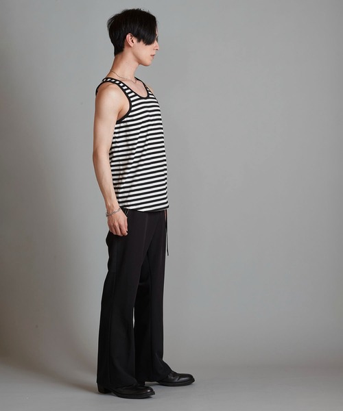 NO ID.（ノーアイディ）の「【NO ID.】Round Border Tank Top / ラウンド ボーダー タンク トップ（タンクトップ・メンズ・ブラック/ネイビー/グレー・2/1）」の6枚目の写真