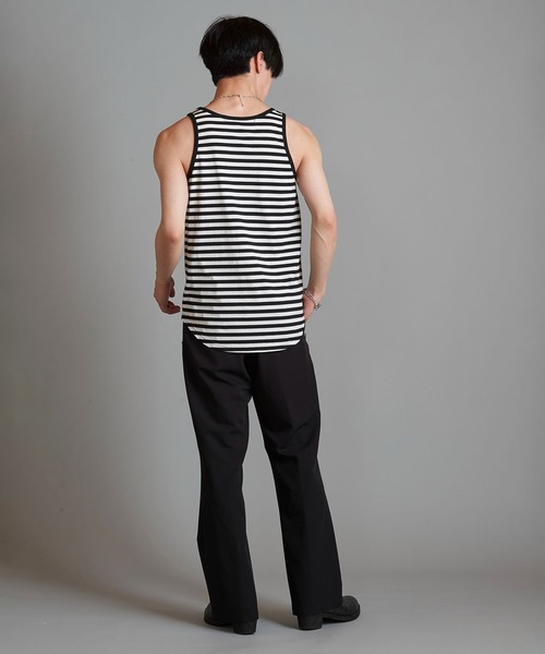 NO ID.（ノーアイディ）の「【NO ID.】Round Border Tank Top / ラウンド ボーダー タンク トップ（タンクトップ・メンズ・ブラック/ネイビー/グレー・2/1）」の7枚目の写真