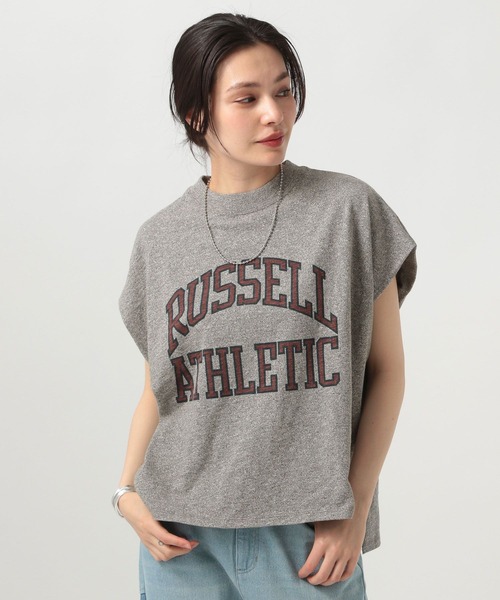 Russell Athletic(ラッセルアスレティック)の「【RUSSELL ATHLETIC (ラッセルアスレティック)】別注ロゴフレンチスリーブT(Tシャツ/カットソー・レディース・ブルー/オフホワイト/チャコール・FREE)」の3枚目の写真