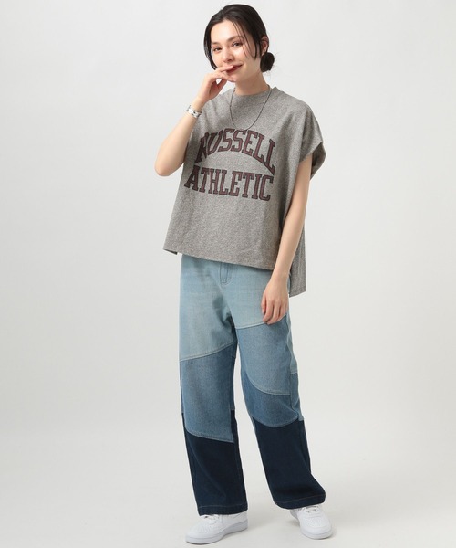 Russell Athletic(ラッセルアスレティック)の「【RUSSELL ATHLETIC (ラッセルアスレティック)】別注ロゴフレンチスリーブT(Tシャツ/カットソー・レディース・ブルー/オフホワイト/チャコール・FREE)」の21枚目の写真