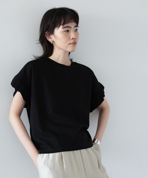 GALLEST(ギャレスト)の「◆フリルニットスリーブトップス(Tシャツ/カットソー・レディース・ホワイト系/ブラック・38)」の2枚目の写真