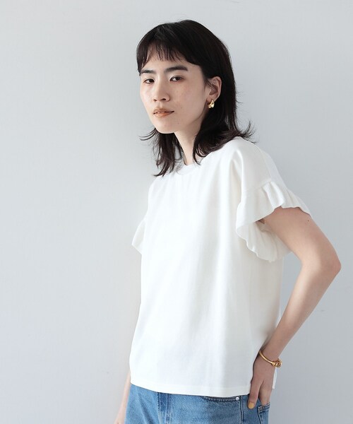 GALLEST(ギャレスト)の「◆フリルニットスリーブトップス(Tシャツ/カットソー・レディース・ホワイト系/ブラック・38)」の3枚目の写真