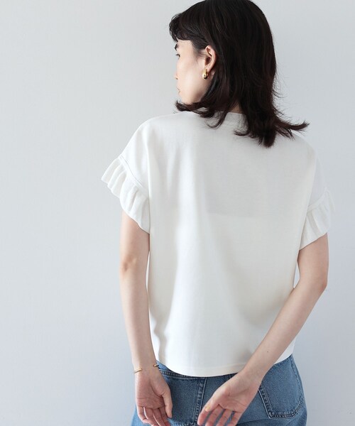 GALLEST(ギャレスト)の「◆フリルニットスリーブトップス(Tシャツ/カットソー・レディース・ホワイト系/ブラック・38)」の4枚目の写真