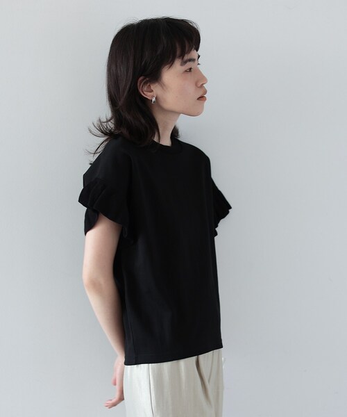 GALLEST(ギャレスト)の「◆フリルニットスリーブトップス(Tシャツ/カットソー・レディース・ホワイト系/ブラック・38)」の10枚目の写真