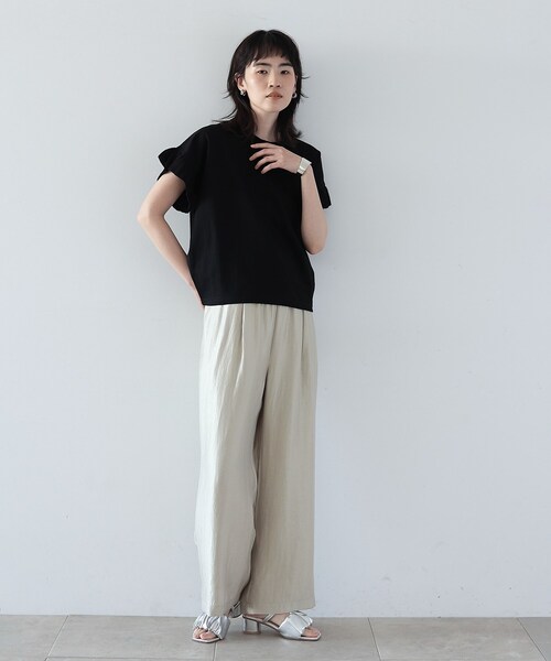GALLEST(ギャレスト)の「◆フリルニットスリーブトップス(Tシャツ/カットソー・レディース・ホワイト系/ブラック・38)」の12枚目の写真