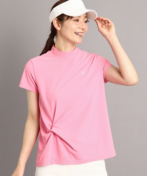 adabat(アダバット)の「◆【UVカット/防透け】ツイストデザイン 半袖モックネックプルオーバー(Tシャツ/カットソー・レディース・ホワイト/ネイビー/ピンク系・42/40/38/36)」の1枚目の写真