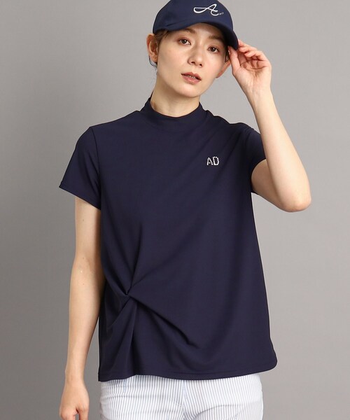 adabat(アダバット)の「◆【UVカット/防透け】ツイストデザイン 半袖モックネックプルオーバー(Tシャツ/カットソー・レディース・ホワイト/ネイビー/ピンク系・42/40/38/36)」の3枚目の写真