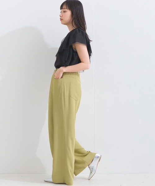 terrace（テラス）の「シルケットスパン×チュールレース×シフォン フラッフィーフリルトップ（Tシャツ/カットソー・レディース・オフホワイト/ブラック/ベージュ・MEDIUM）」の21枚目の写真