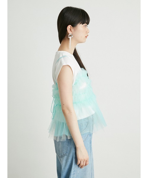 今期！完売品！LILY BROWN チュールビスチェセットTシャツ グリーン リリーブラウン LILY BROWN チュールビスチェセットTシャツ