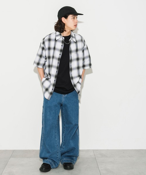 WEGO（ウィゴー）の「WEGO/オンブレチェックシャツ（シャツ/ブラウス・メンズ・ブラック系その他2/ホワイト系その他2/ブルー系その他2/オレンジ系その他3・SMALL/MEDIUM/LARGE）」の5枚目の写真