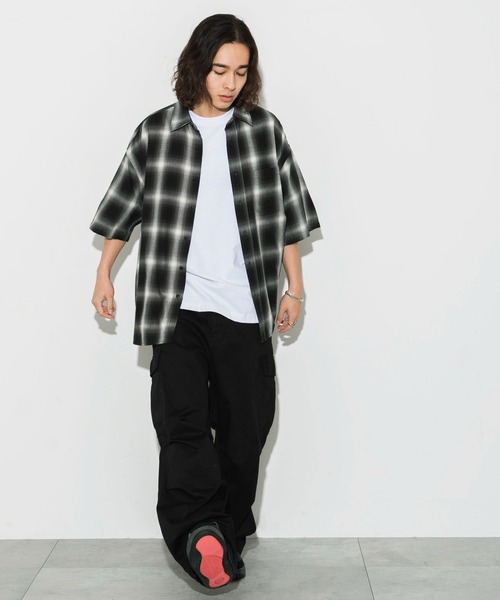 WEGO（ウィゴー）の「WEGO/オンブレチェックシャツ（シャツ/ブラウス・メンズ・ブラック系その他2/ホワイト系その他2/ブルー系その他2/オレンジ系その他3・SMALL/MEDIUM/LARGE）」の6枚目の写真