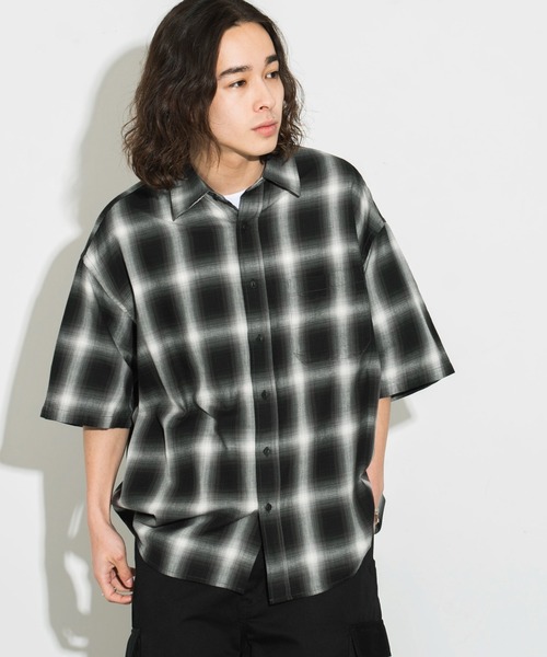 WEGO（ウィゴー）の「WEGO/オンブレチェックシャツ（シャツ/ブラウス・メンズ・ブラック系その他2/ホワイト系その他2/ブルー系その他2/オレンジ系その他3・SMALL/MEDIUM/LARGE）」の18枚目の写真