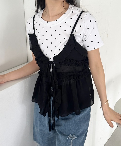 セール】フリルリボンシアーキャミビスチェ（キャミソール）｜CLEA