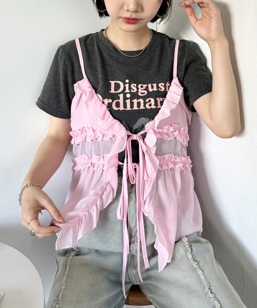 セール】フリルリボンシアーキャミビスチェ（キャミソール）｜CLEA