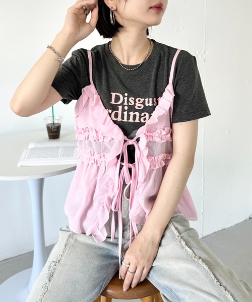 セール】フリルリボンシアーキャミビスチェ（キャミソール）｜CLEA