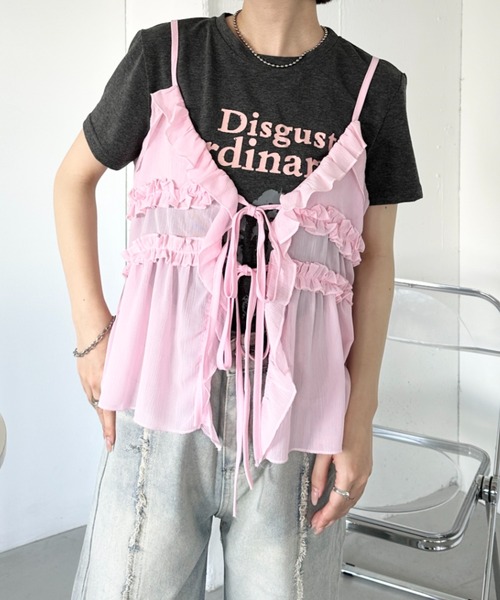 セール】フリルリボンシアーキャミビスチェ（キャミソール）｜CLEA