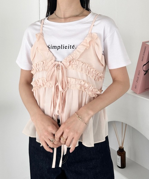 セール】フリルリボンシアーキャミビスチェ（キャミソール）｜CLEA