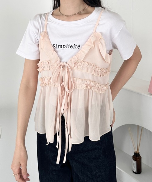 セール】フリルリボンシアーキャミビスチェ（キャミソール）｜CLEA