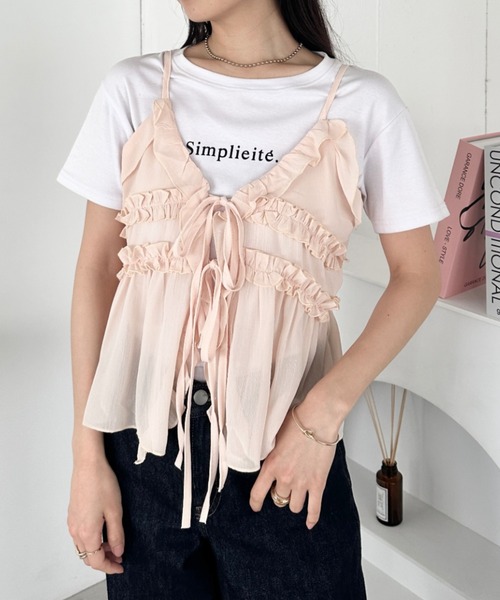 セール】フリルリボンシアーキャミビスチェ（キャミソール）｜CLEA