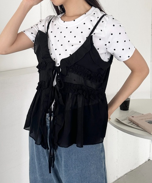 セール】フリルリボンシアーキャミビスチェ（キャミソール）｜CLEA