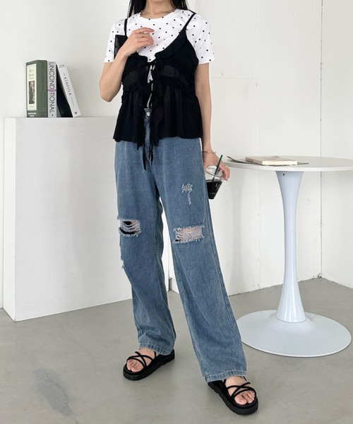 セール】フリルリボンシアーキャミビスチェ（キャミソール）｜CLEA