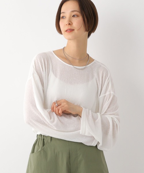 LEPSIM(レプシィム)の「2WAYメッシュカーディガン 116755(カーディガン/ボレロ・レディース・オフホワイト/ブラック/グリーン・FREE)」の2枚目の写真