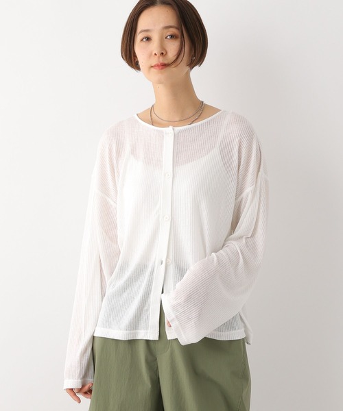 LEPSIM(レプシィム)の「2WAYメッシュカーディガン 116755(カーディガン/ボレロ・レディース・オフホワイト/ブラック/グリーン・FREE)」の10枚目の写真