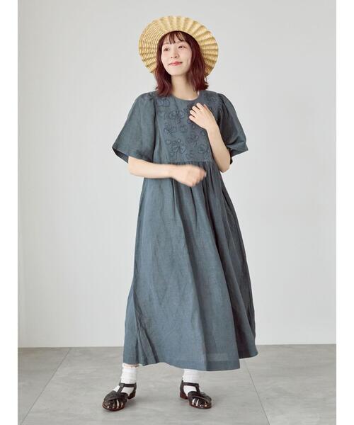 TSUHARU by Samansa Mos2（ツハルバイサマンサモスモス）の「メッシュビーズ刺繍ワンピース（ワンピース・レディース・オフホワイト/グリーン/ブラック・F）」の4枚目の写真