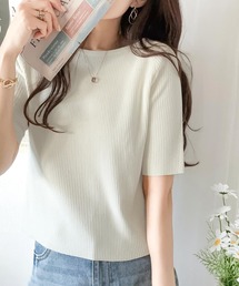 classicalelf（クラシカルエルフ）の「長く愛せるベーシックアイテム。リブクルーネック半袖ニット（ニット/セーター）」