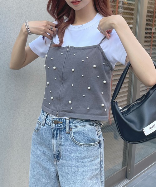 Futier land(フューティアランド)の「パールビスチェ(ベスト・レディース・グレー/アイボリー/ブラック・FREE)」の3枚目の写真