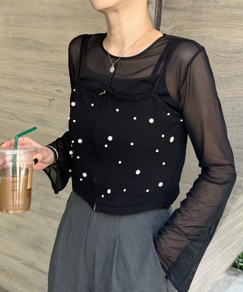 Futier land(フューティアランド)の「パールビスチェ(ベスト・レディース・グレー/アイボリー/ブラック・FREE)」の1枚目の写真