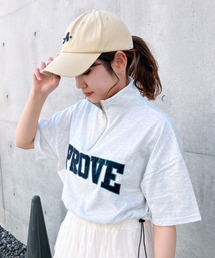 ◎フロントロゴ 裾ドロスト ハーフジップ半袖プルオーバー