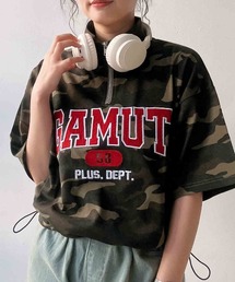 AS KNOW AS plus（アズノゥアズプラス）の「◎フロントロゴ  裾ドロスト ハーフジップ半袖プルオーバー（Tシャツ/カットソー）」
