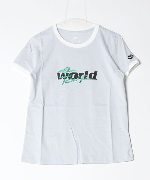 NIKE（ナイキ）の「ナイキ NIKE ナイキ  NSW リンガー T100 S/S Tシャツ（Tシャツ/カットソー・レディース・ピンク/ホワイト/グレー系その他・M/L）」の2枚目の写真