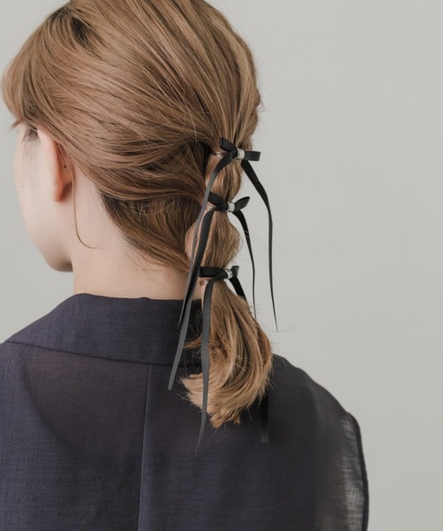 SMELLY（スメリー）の「リボン3セットヘアカフ（ヘアピン・レディース・ブラック・-）」の3枚目の写真