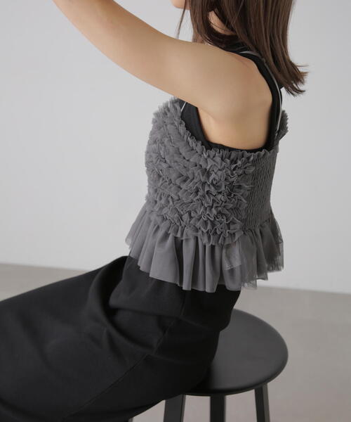 FREE'S MART（フリーズマート）の「◆チュールフリルペプラムビスチェ（シャツ/ブラウス・レディース・ホワイト/ブルー/グレー・FREE）」の20枚目の写真