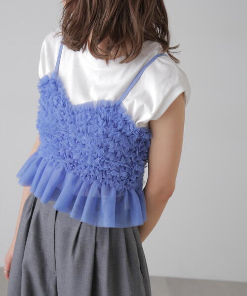 FREE'S MART（フリーズマート）の「◆チュールフリルペプラムビスチェ（シャツ/ブラウス・レディース・ホワイト/ブルー/グレー・FREE）」の7枚目の写真