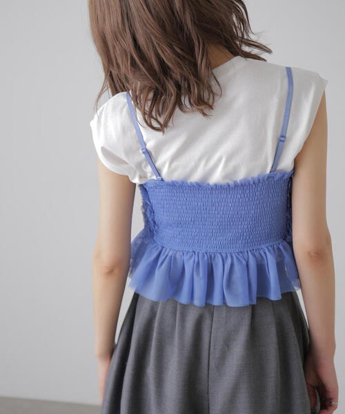 FREE'S MART（フリーズマート）の「◆チュールフリルペプラムビスチェ（シャツ/ブラウス・レディース・ホワイト/ブルー/グレー・FREE）」の8枚目の写真