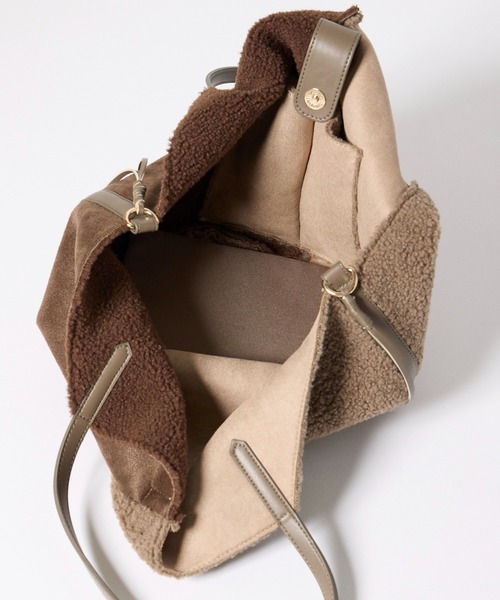 INED CLARO（イネドクラロ）の「バイカラートートバッグ（トートバッグ・レディース・アイボリー/サンドグレー・フリー）」の6枚目の写真