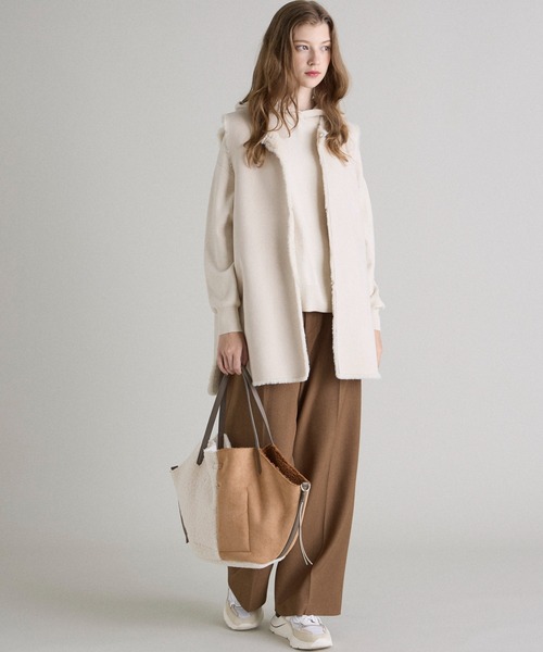 INED CLARO（イネドクラロ）の「バイカラートートバッグ（トートバッグ・レディース・アイボリー/サンドグレー・フリー）」の12枚目の写真