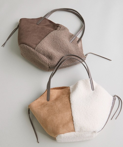 INED CLARO（イネドクラロ）の「バイカラートートバッグ（トートバッグ・レディース・アイボリー/サンドグレー・フリー）」の14枚目の写真