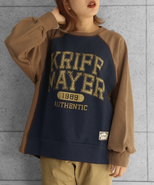 KRIFF MAYER Lady's Collection(クリフメイヤーレディースコレクション)の「レトロ切替スウェット(スウェット・レディース・ネイビー/ブラウン/ワインレッド/グリーン/オフホワイト/グレー・MEDIUM/LARGE)」の5枚目の写真