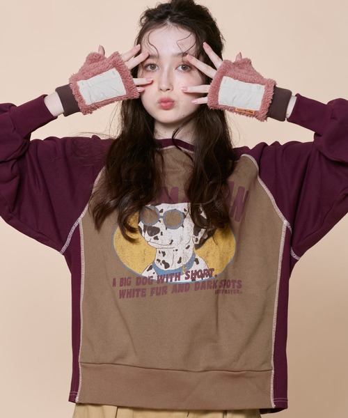 KRIFF MAYER Lady's Collection(クリフメイヤーレディースコレクション)の「レトロ切替スウェット(スウェット・レディース・ネイビー/ブラウン/ワインレッド/グリーン/オフホワイト/グレー・MEDIUM/LARGE)」の1枚目の写真