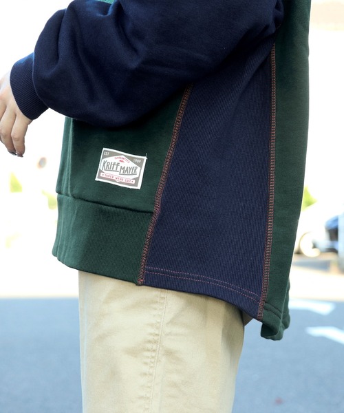 KRIFF MAYER Lady's Collection(クリフメイヤーレディースコレクション)の「レトロ切替スウェット(スウェット・レディース・ネイビー/ブラウン/ワインレッド/グリーン/オフホワイト/グレー・MEDIUM/LARGE)」の14枚目の写真