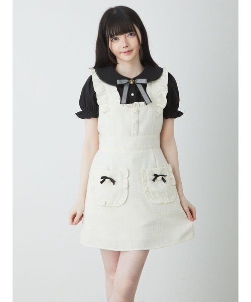 Ank Rouge（アンクルージュ）の「クラシカルローズツイードJSK（ジャンパースカート・レディース・ブルー/ブラック/アイボリー・M）」の6枚目の写真