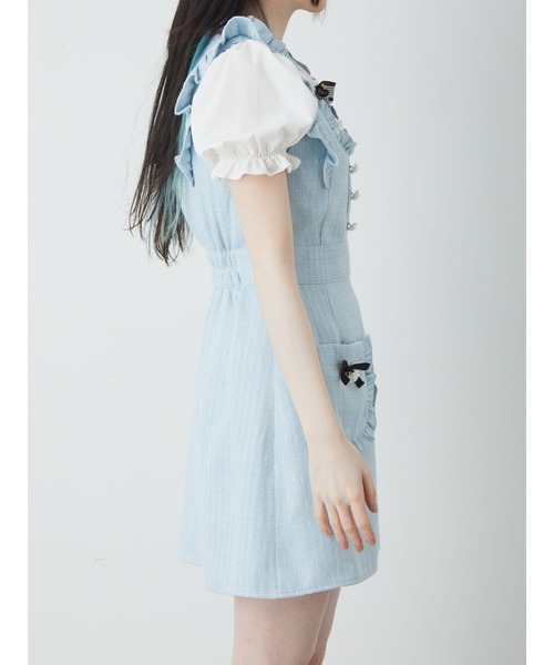 Ank Rouge（アンクルージュ）の「クラシカルローズツイードJSK（ジャンパースカート・レディース・ブルー/ブラック/アイボリー・M）」の7枚目の写真