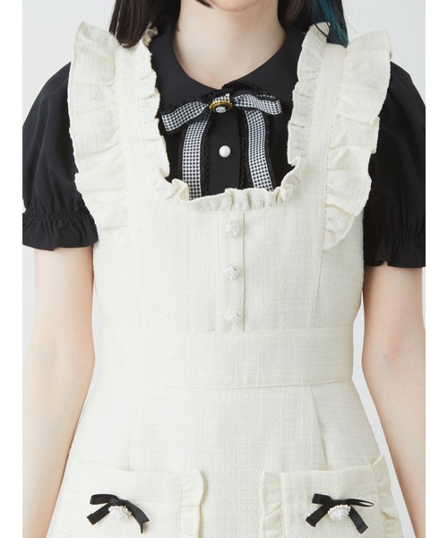 Ank Rouge（アンクルージュ）の「クラシカルローズツイードJSK（ジャンパースカート・レディース・ブルー/ブラック/アイボリー・M）」の10枚目の写真