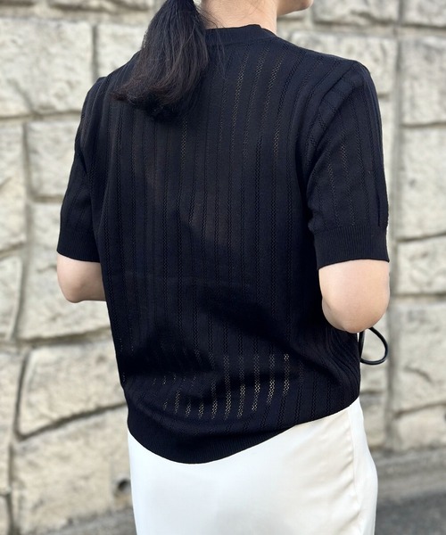 COMON＋（コモンプラス）の「mikaさんコラボ 透かし編み半袖ニット 